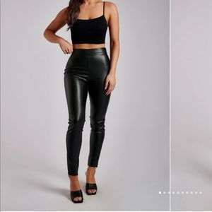 MESHKI Skinny Faux Leather Split Pant